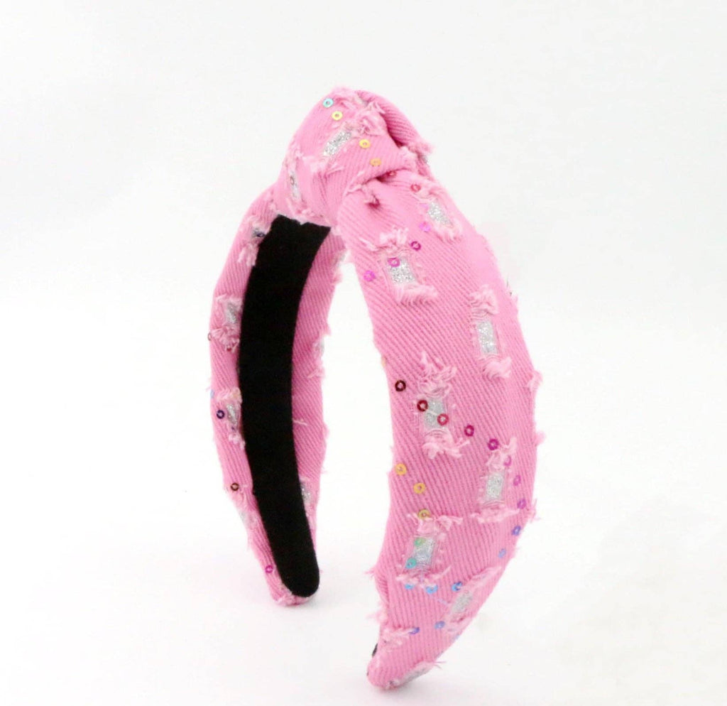 Pink Denim Headband