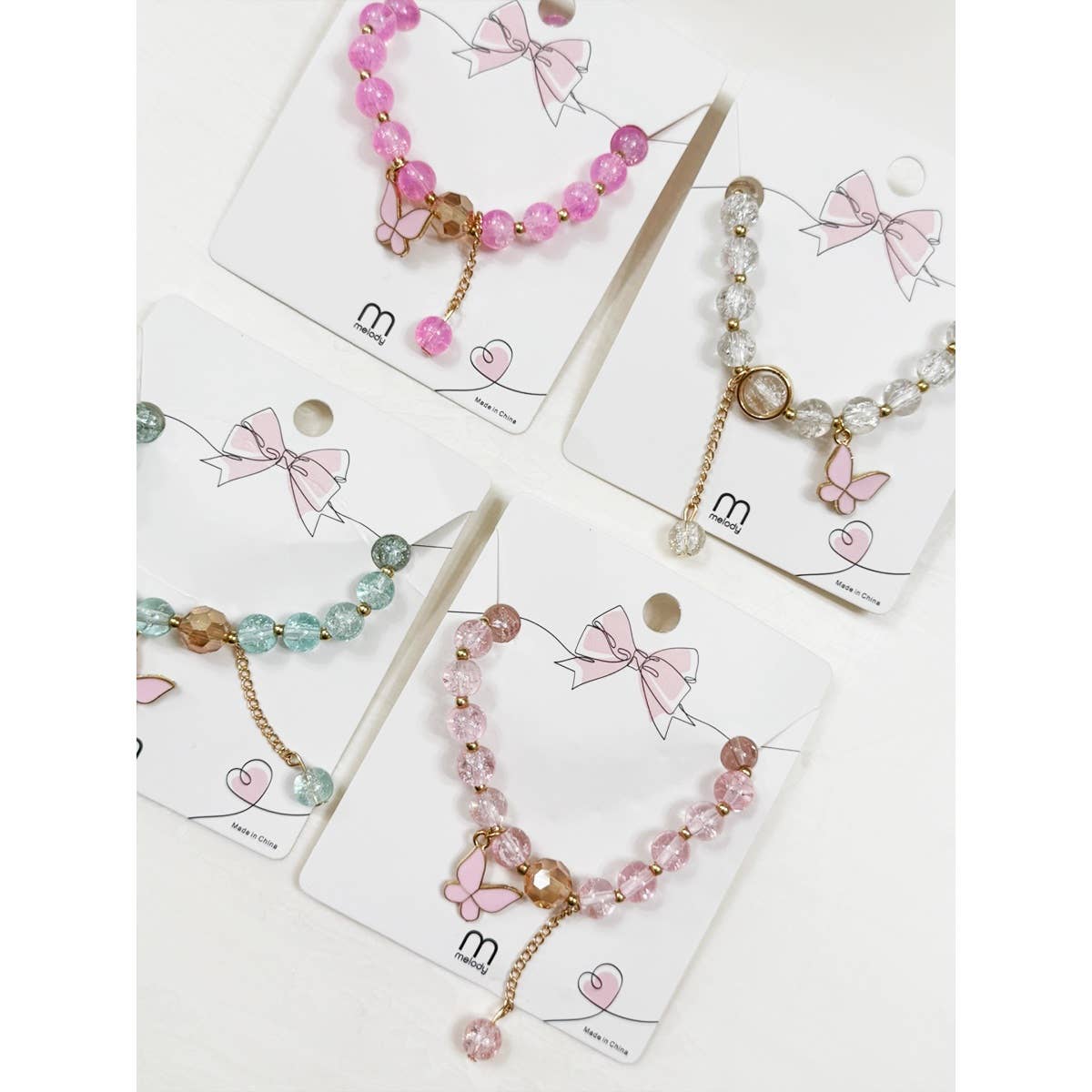 Butterfly Pendant Mix Bead Bracelet