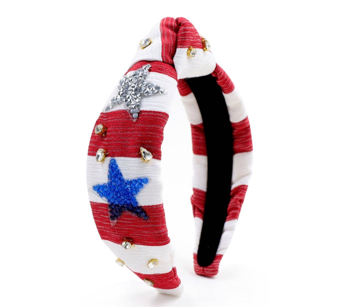 Red and White Striped Knotted Headband