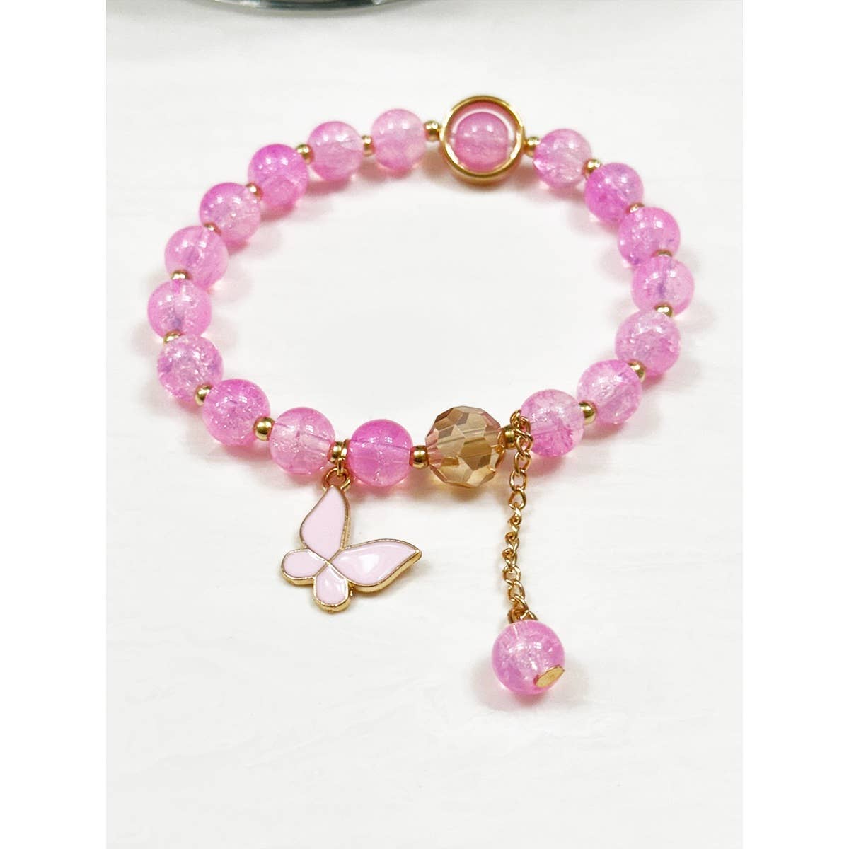 Butterfly Pendant Mix Bead Bracelet