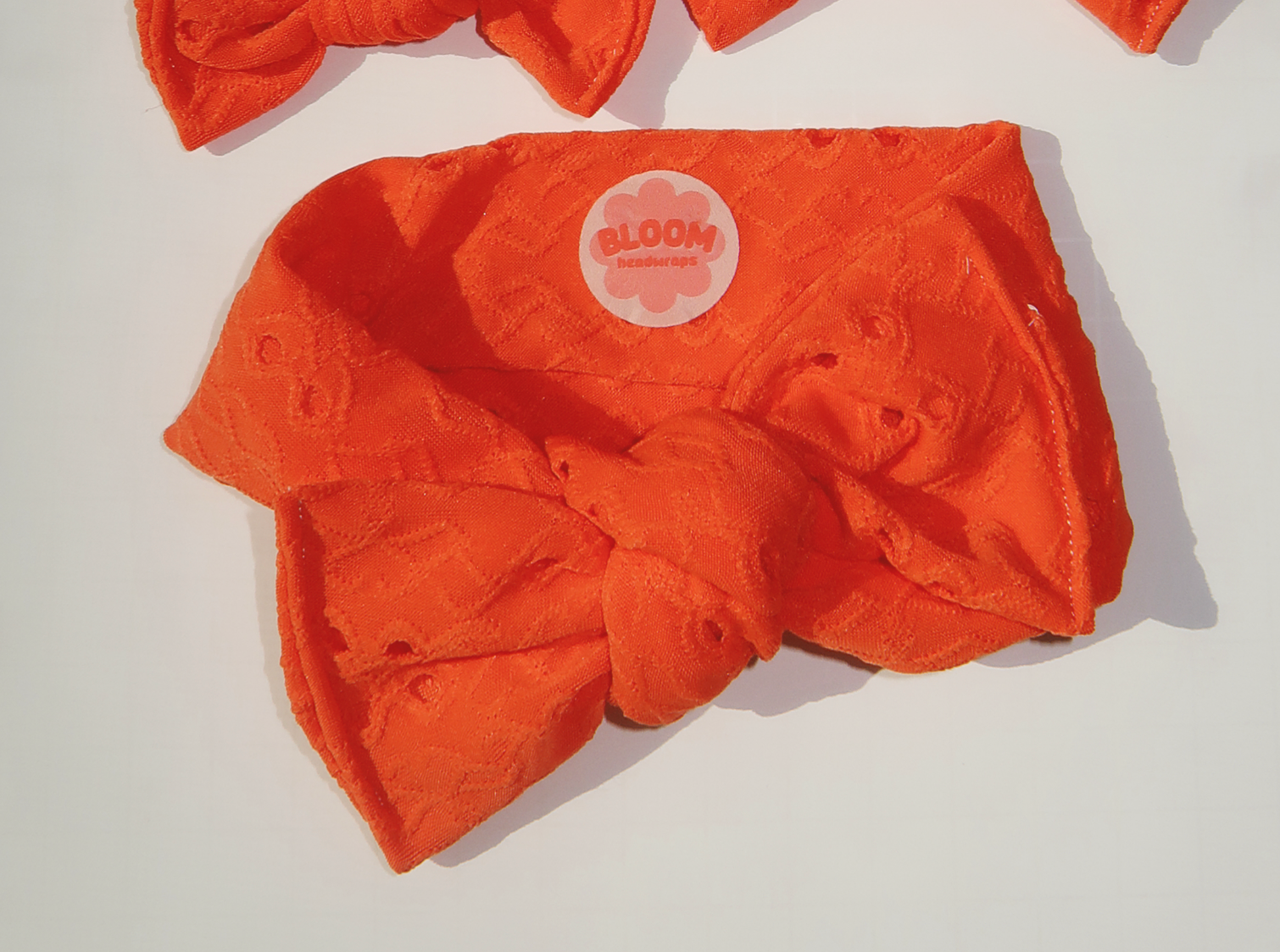Tangerine Eyelet Tie On Headwrap