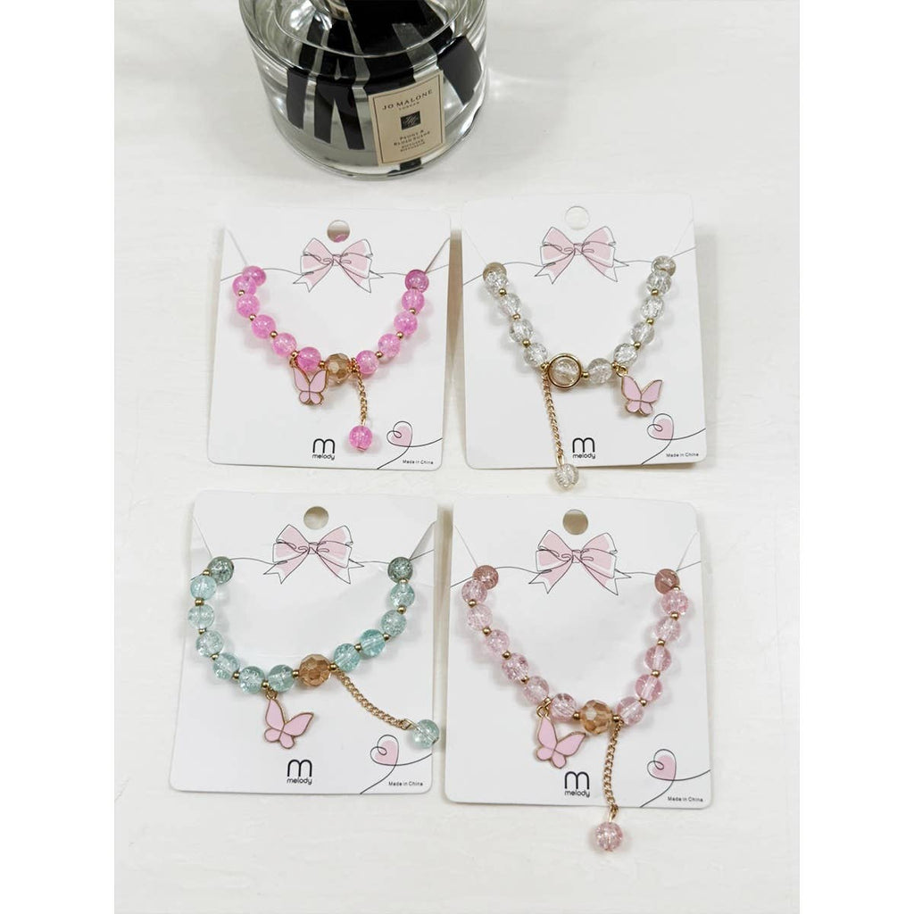 Butterfly Pendant Mix Bead Bracelet