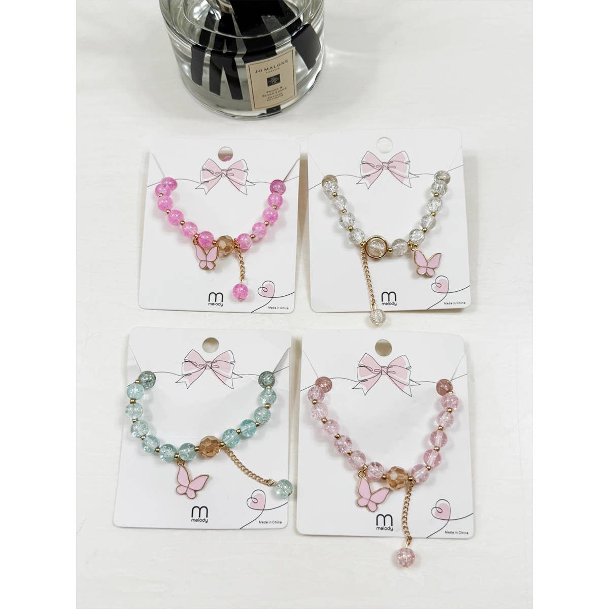 Butterfly Pendant Mix Bead Bracelet