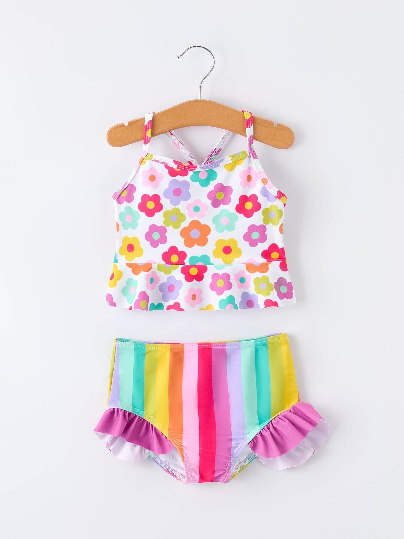 Floral Rainbow Two Piece Swimsuit