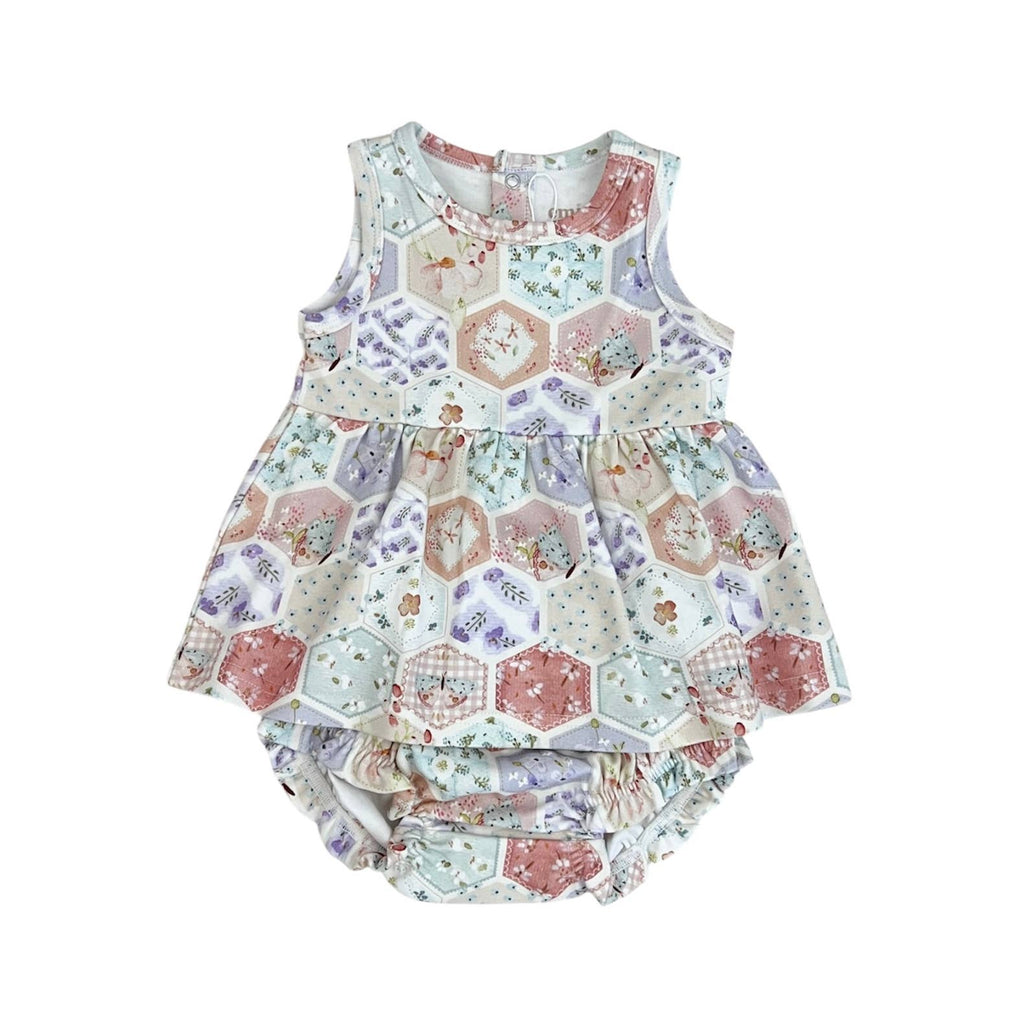 Patch Floral Peplum Top & Bloomer Set
