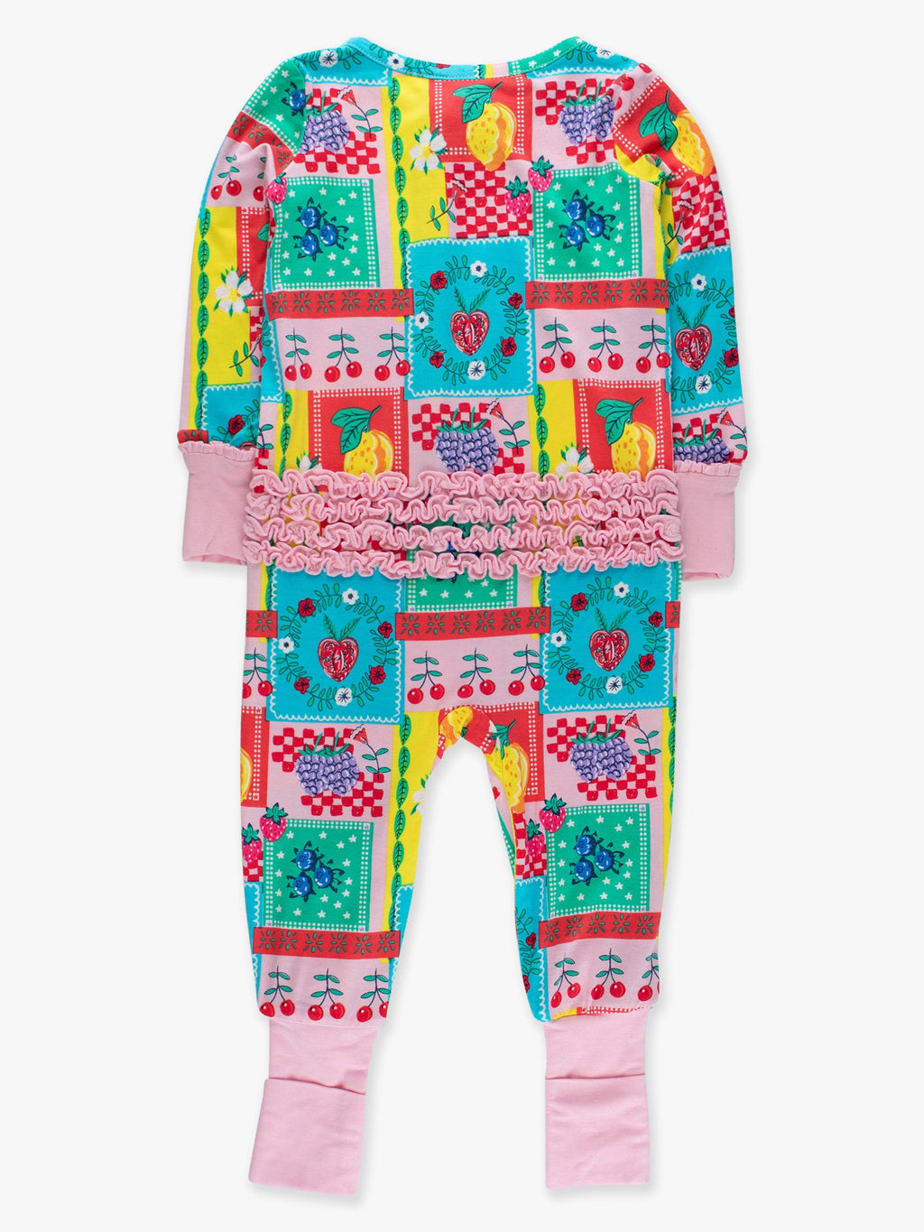 Picnic Party Patchwork Convertible Ruffle One Piece Footie Pajama