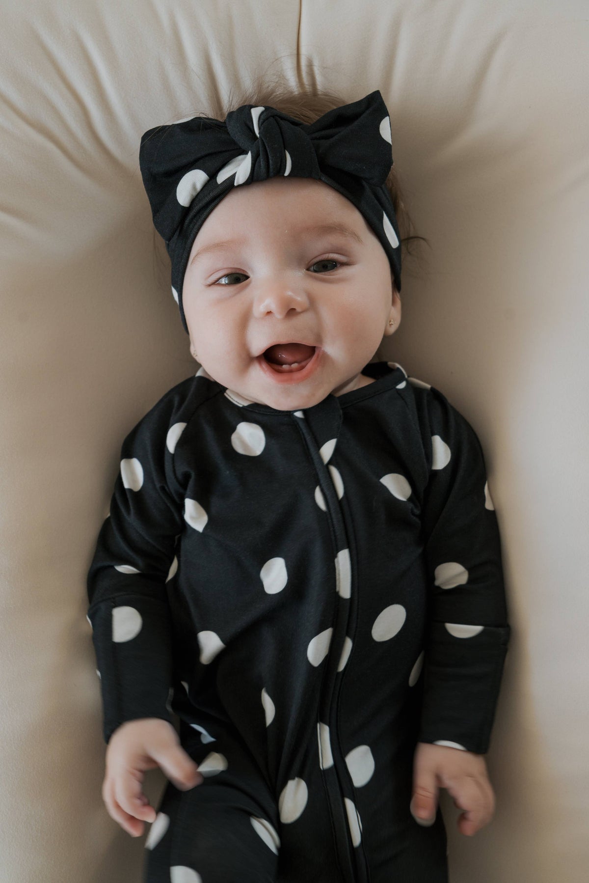 B&W Polka Dot Footie Pajamas