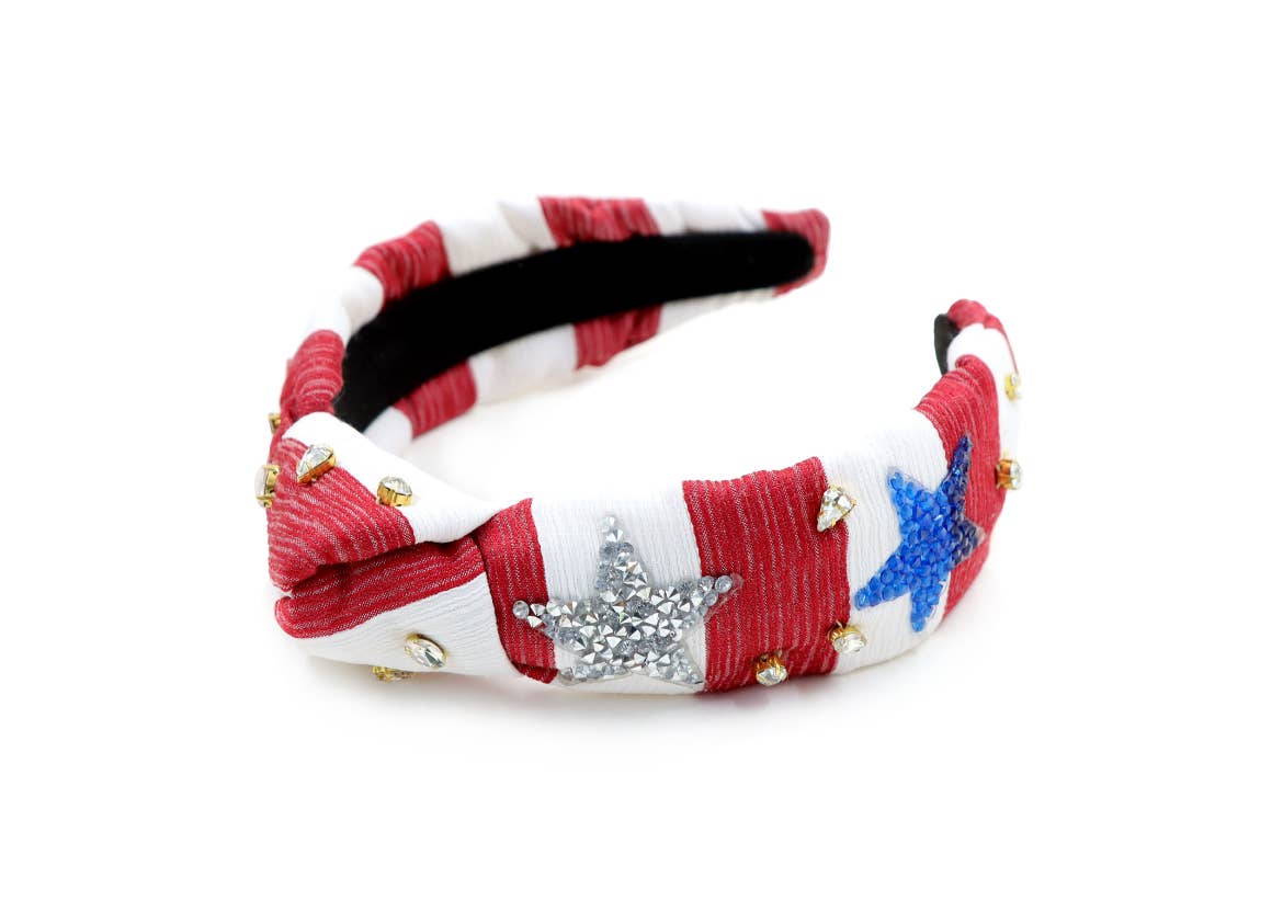 Red and White Striped Knotted Headband