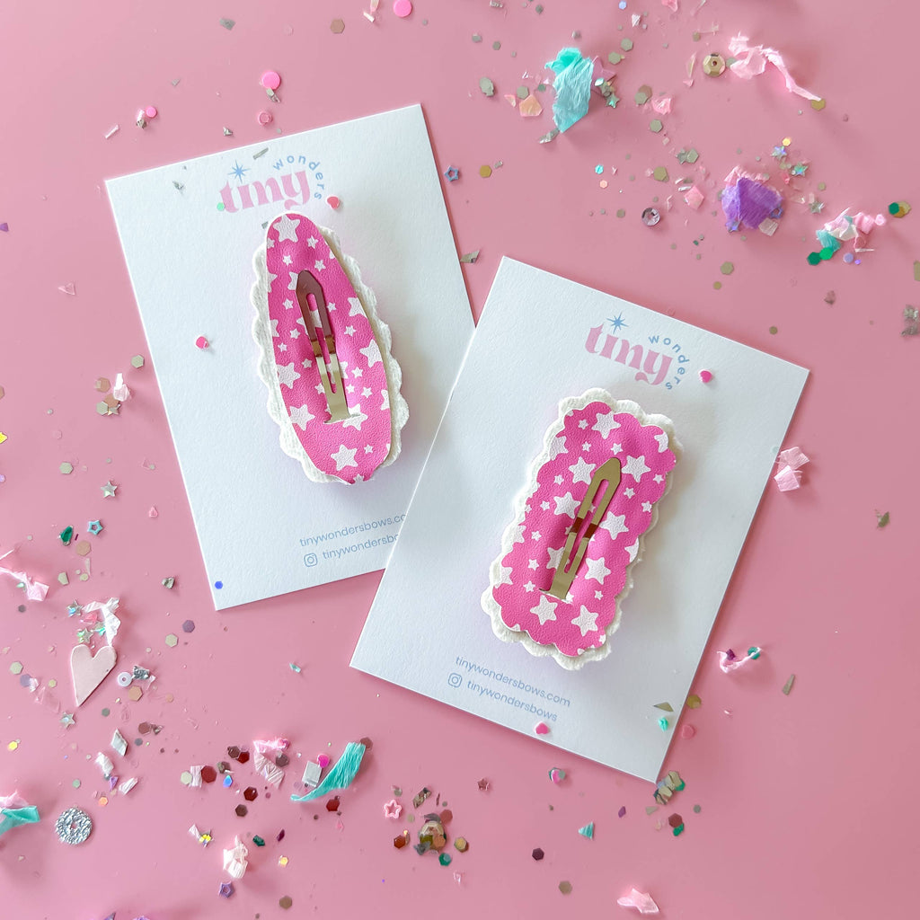 Retro Stars on Pink, snap clip