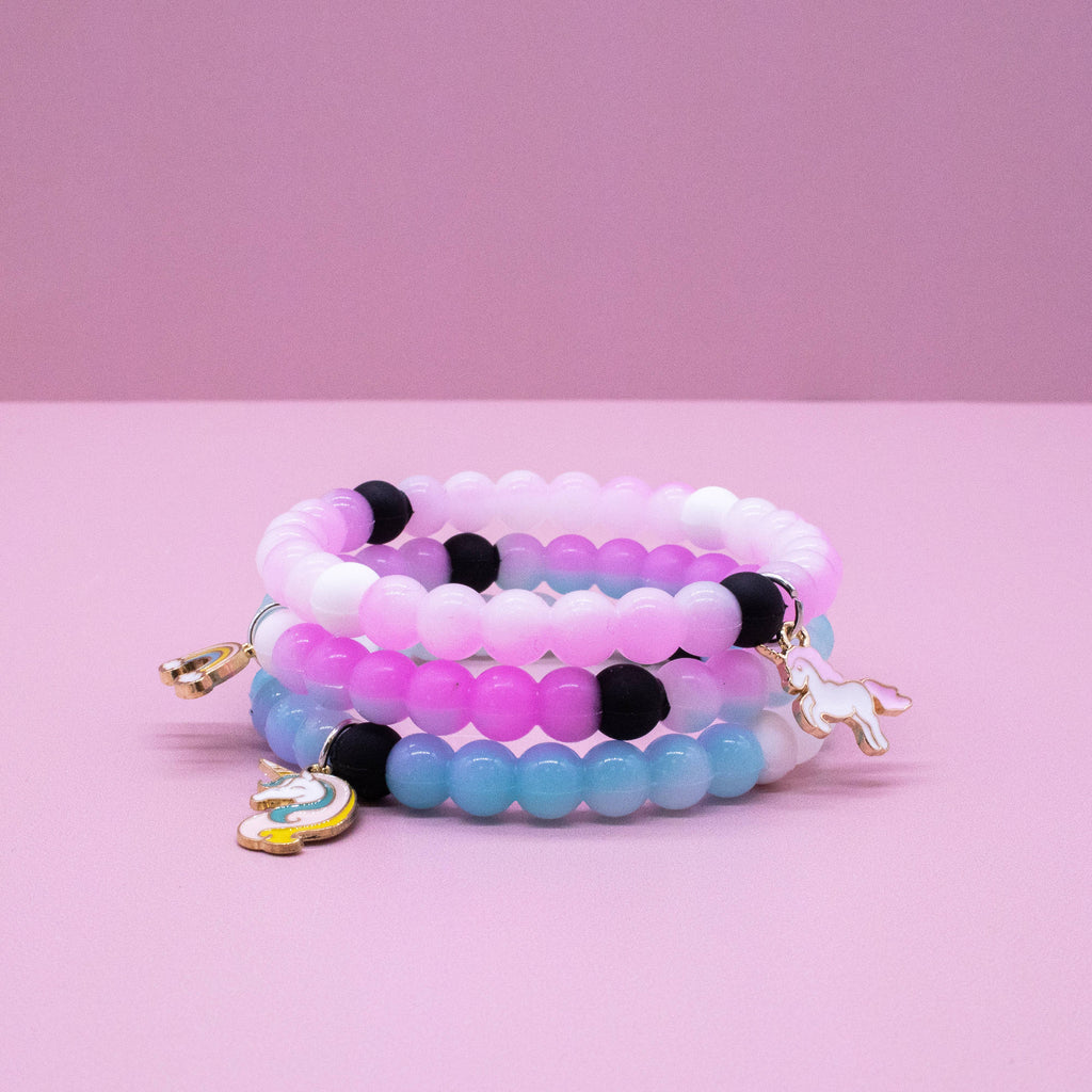 Glow in the Dark Unicorn Charm Bubble Bracelets