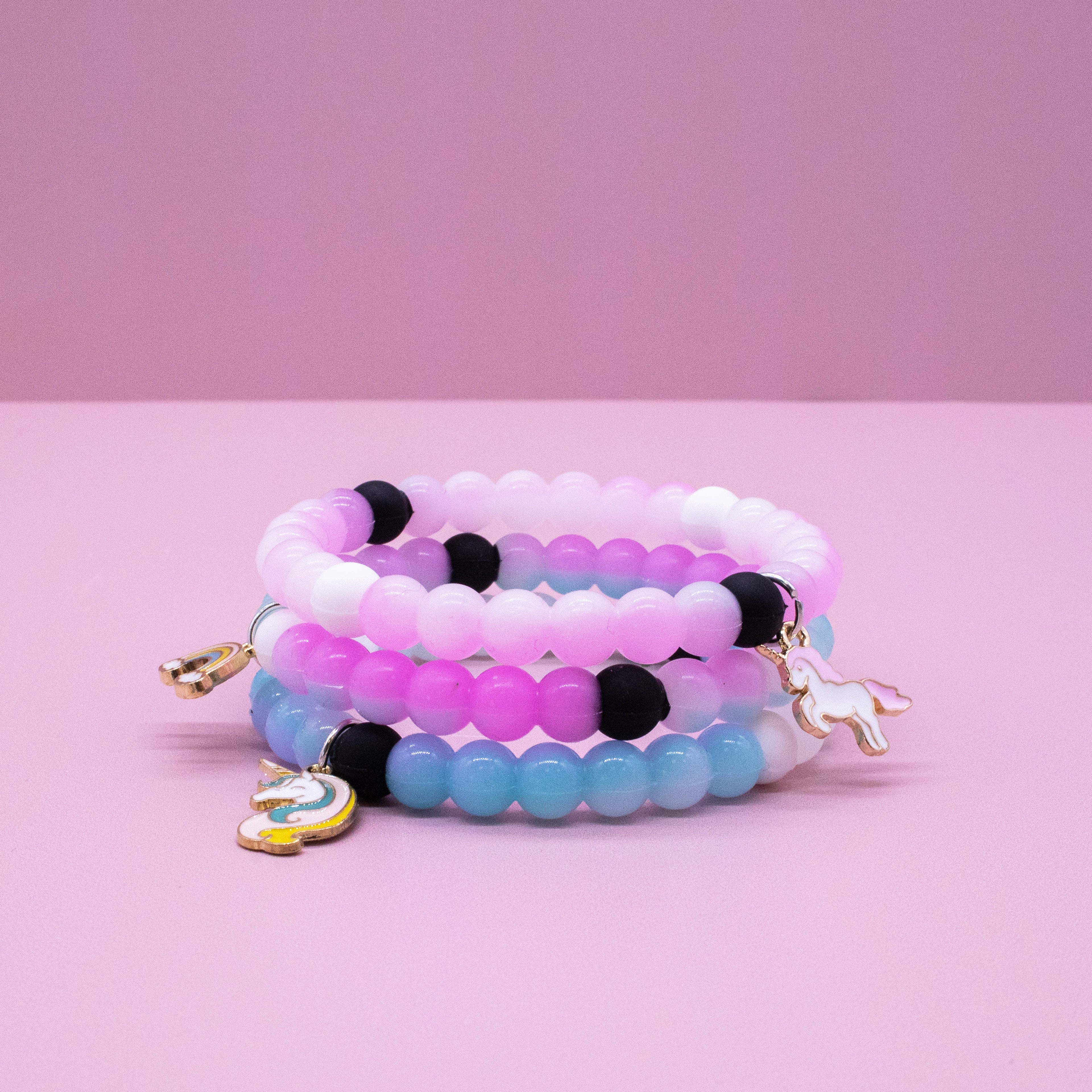 Glow in the Dark Unicorn Charm Bubble Bracelets
