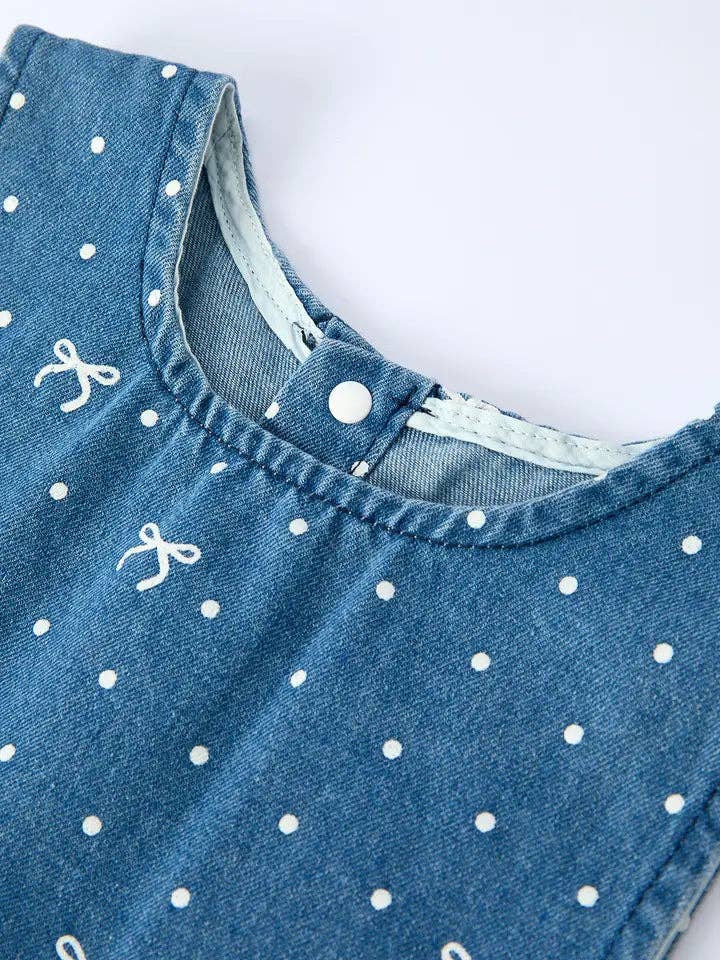 Bow & Dot Denim Ruffle Set
