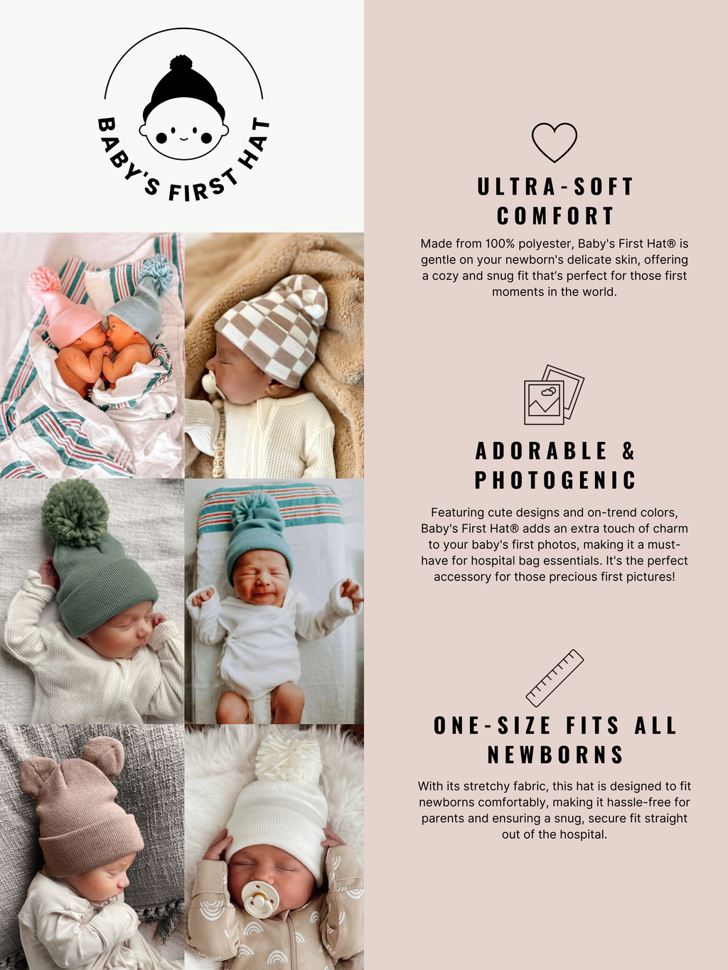 Baby's First Hat®, Baby Blue/Warm White Checkerboard