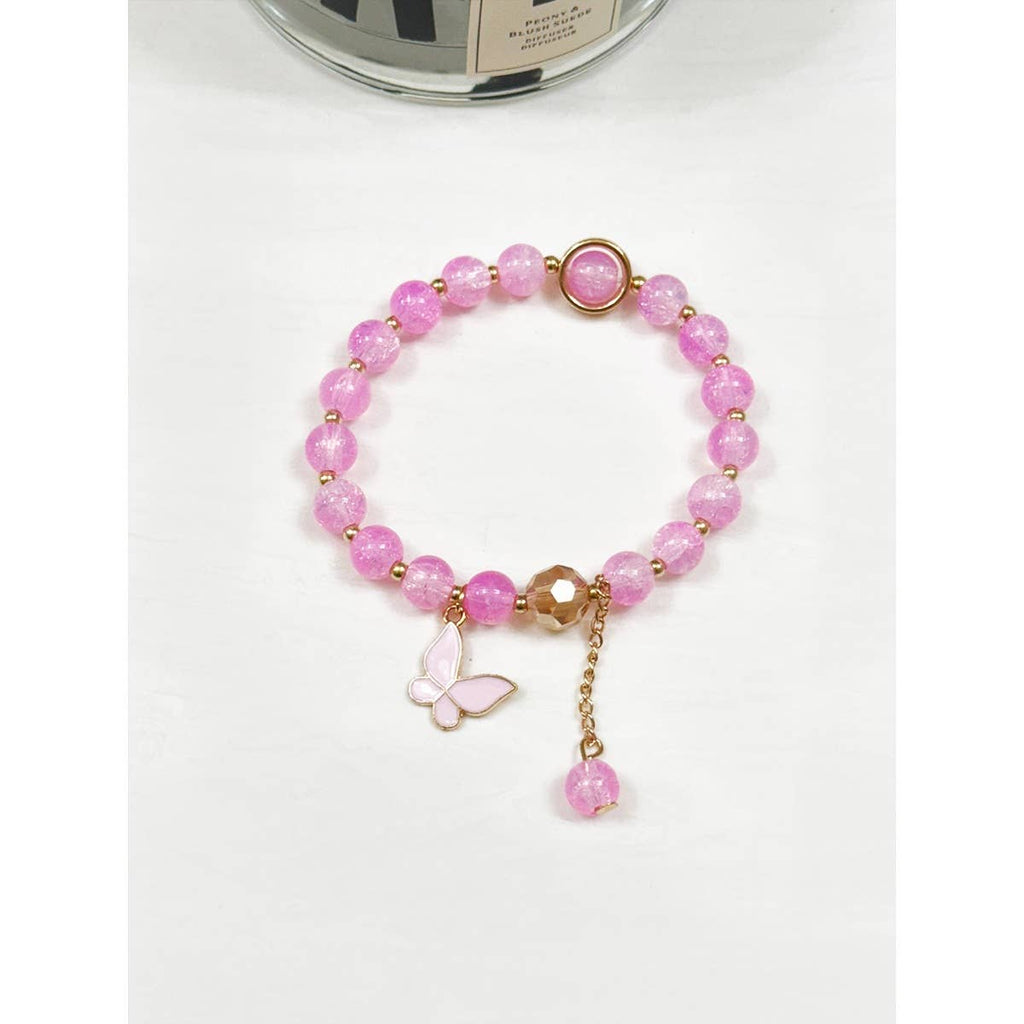 Butterfly Pendant Mix Bead Bracelet
