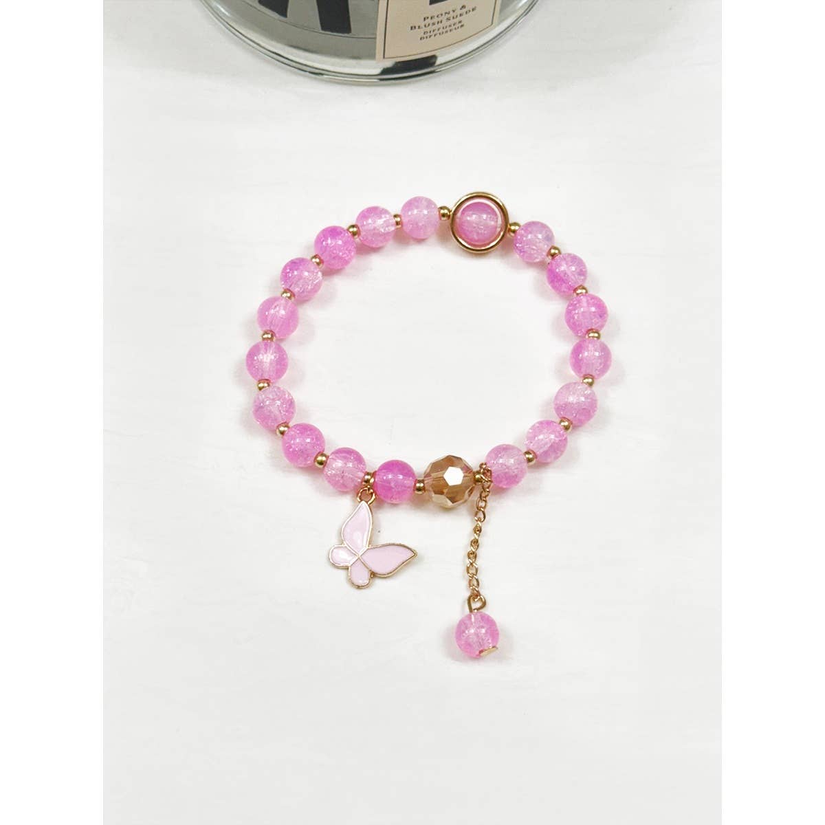 Butterfly Pendant Mix Bead Bracelet