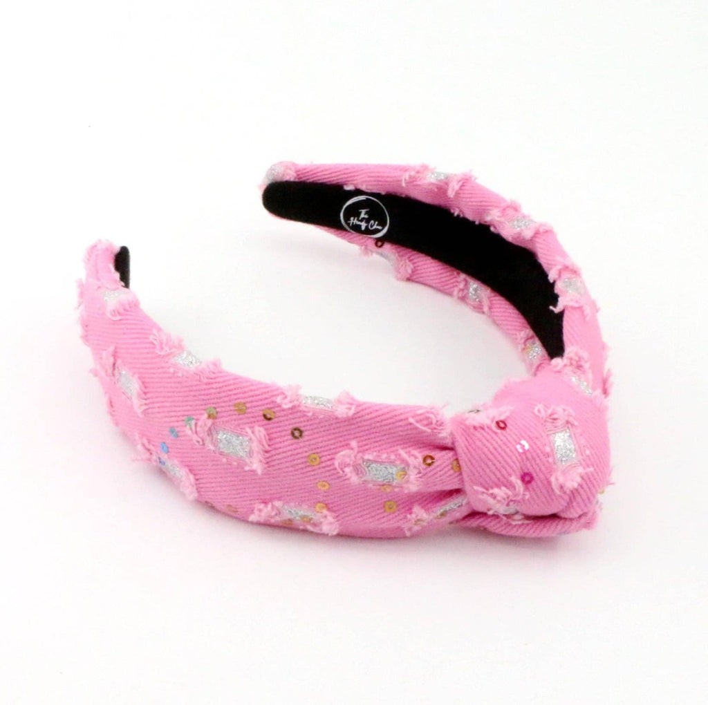 Pink Denim Headband