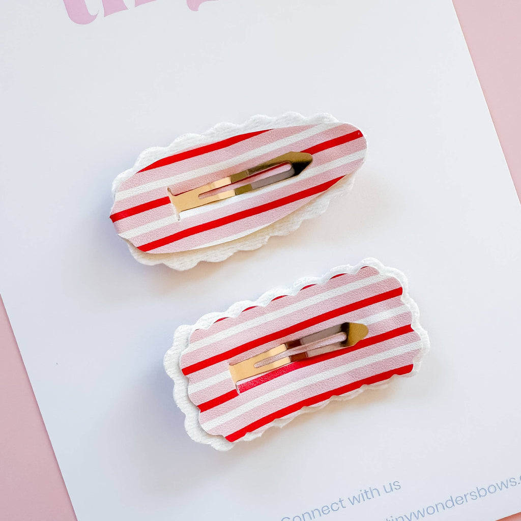Red and Pink Stripes, snap clip