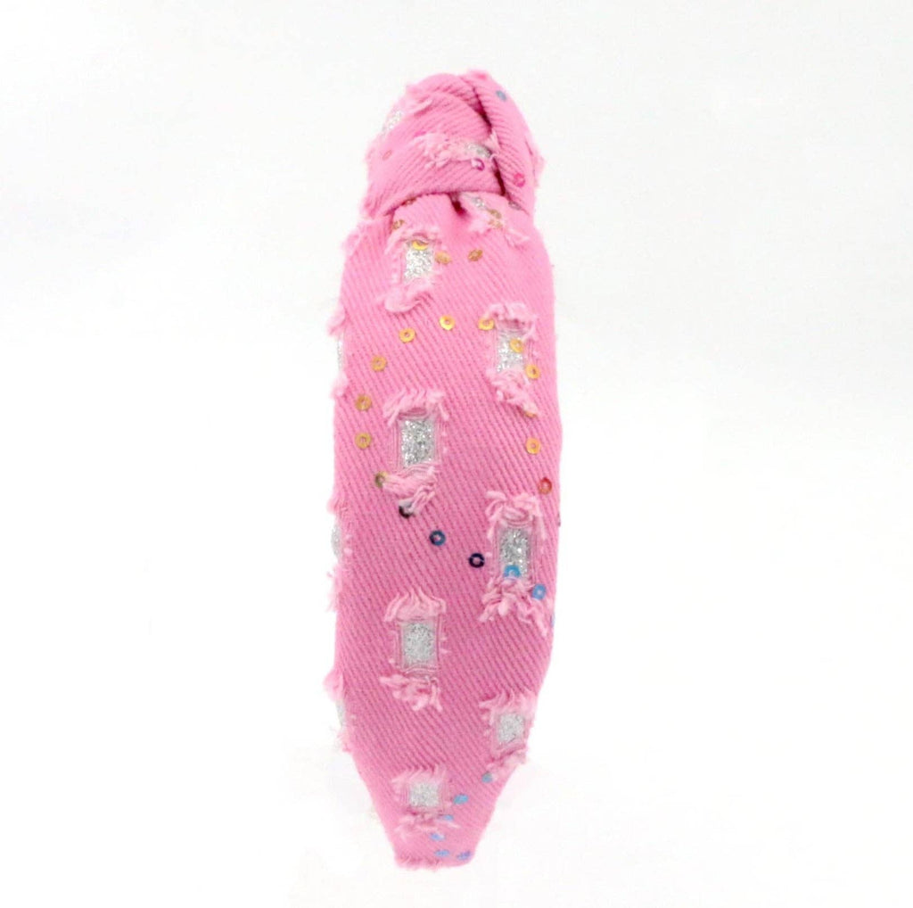 Pink Denim Headband