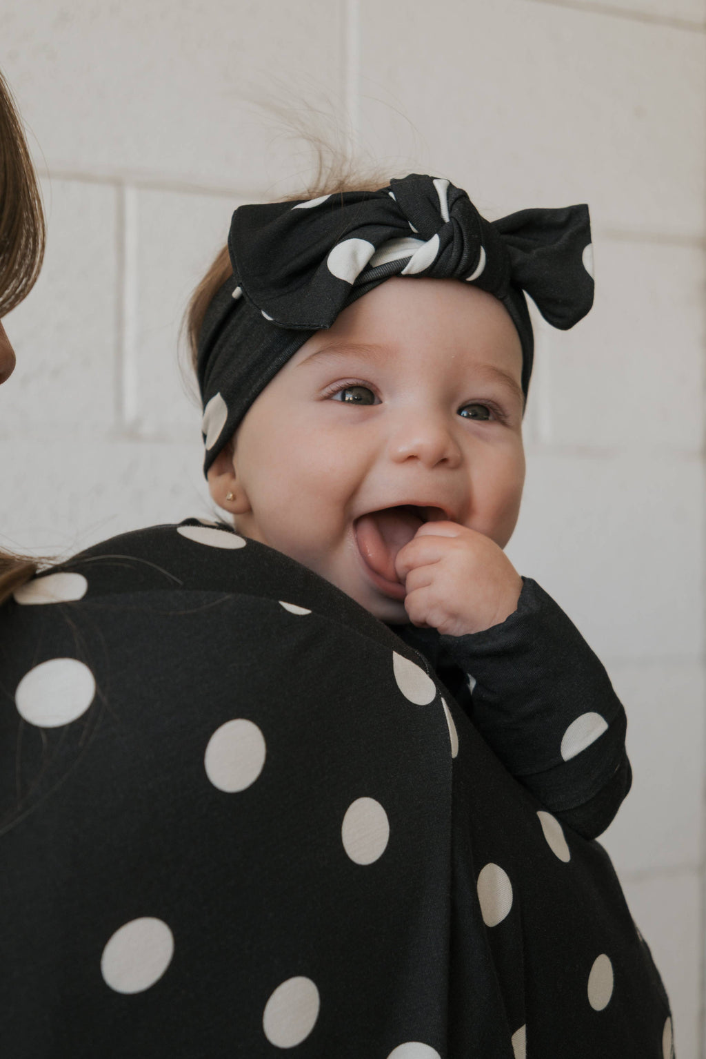 B&W Polka Dot Footie Pajamas