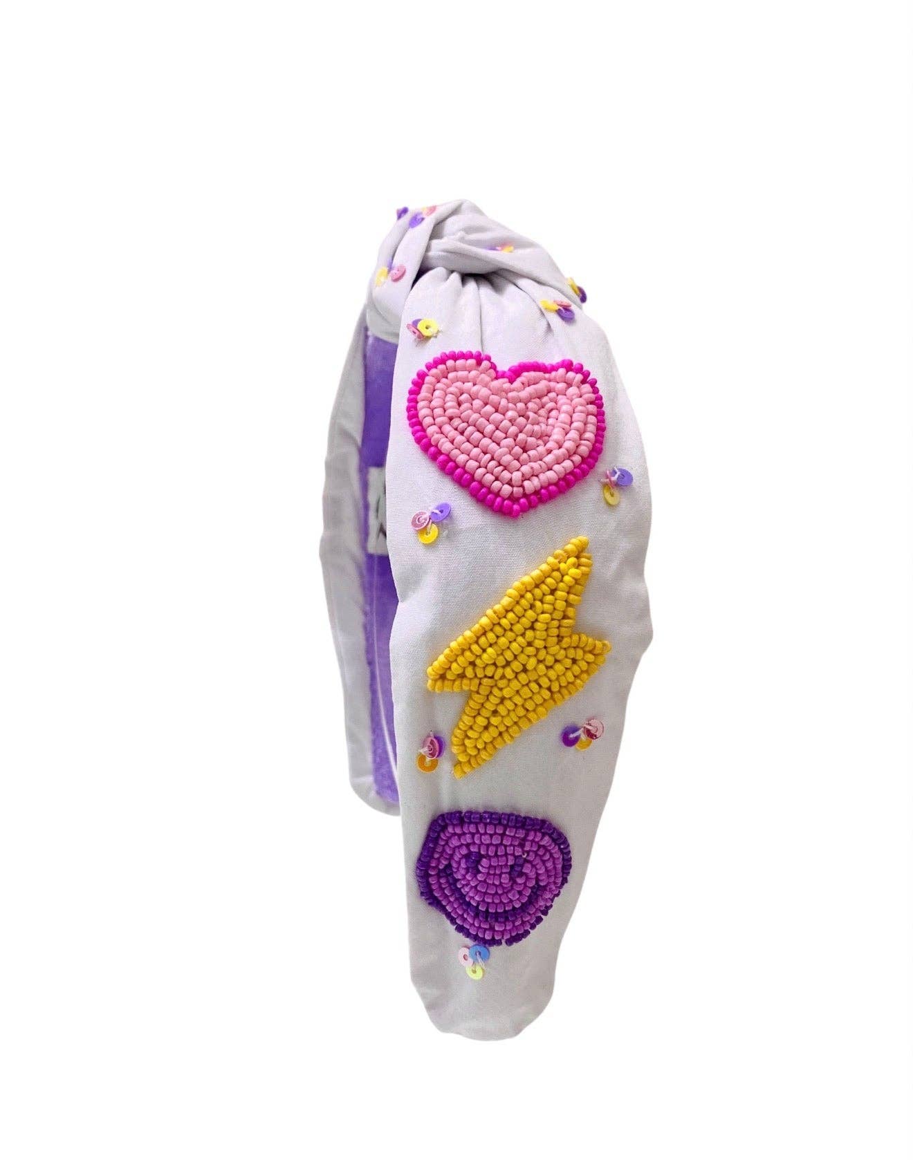 Smiley Heart and Lightning Bolt Headband