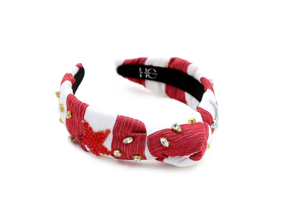 Red and White Striped Knotted Headband