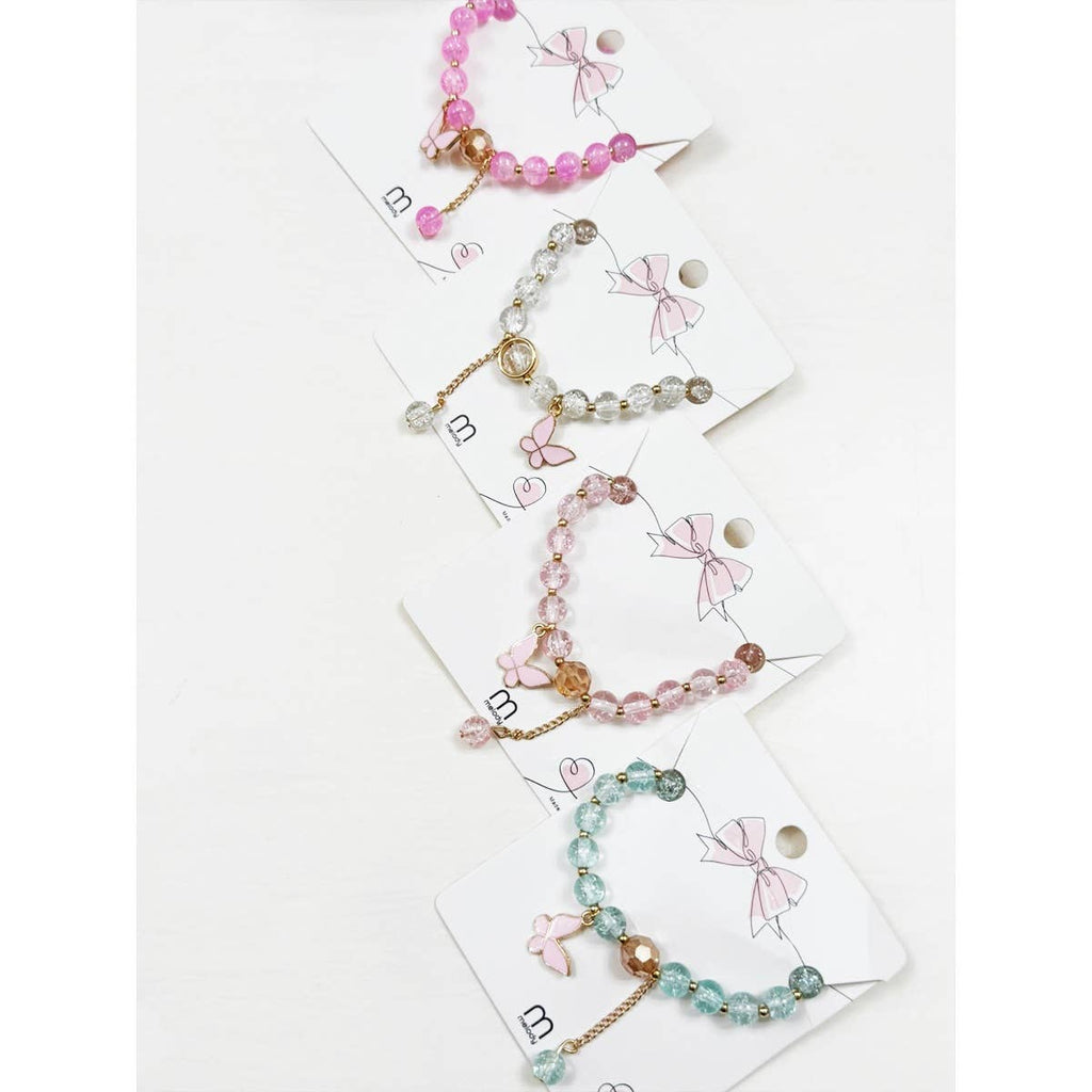 Butterfly Pendant Mix Bead Bracelet
