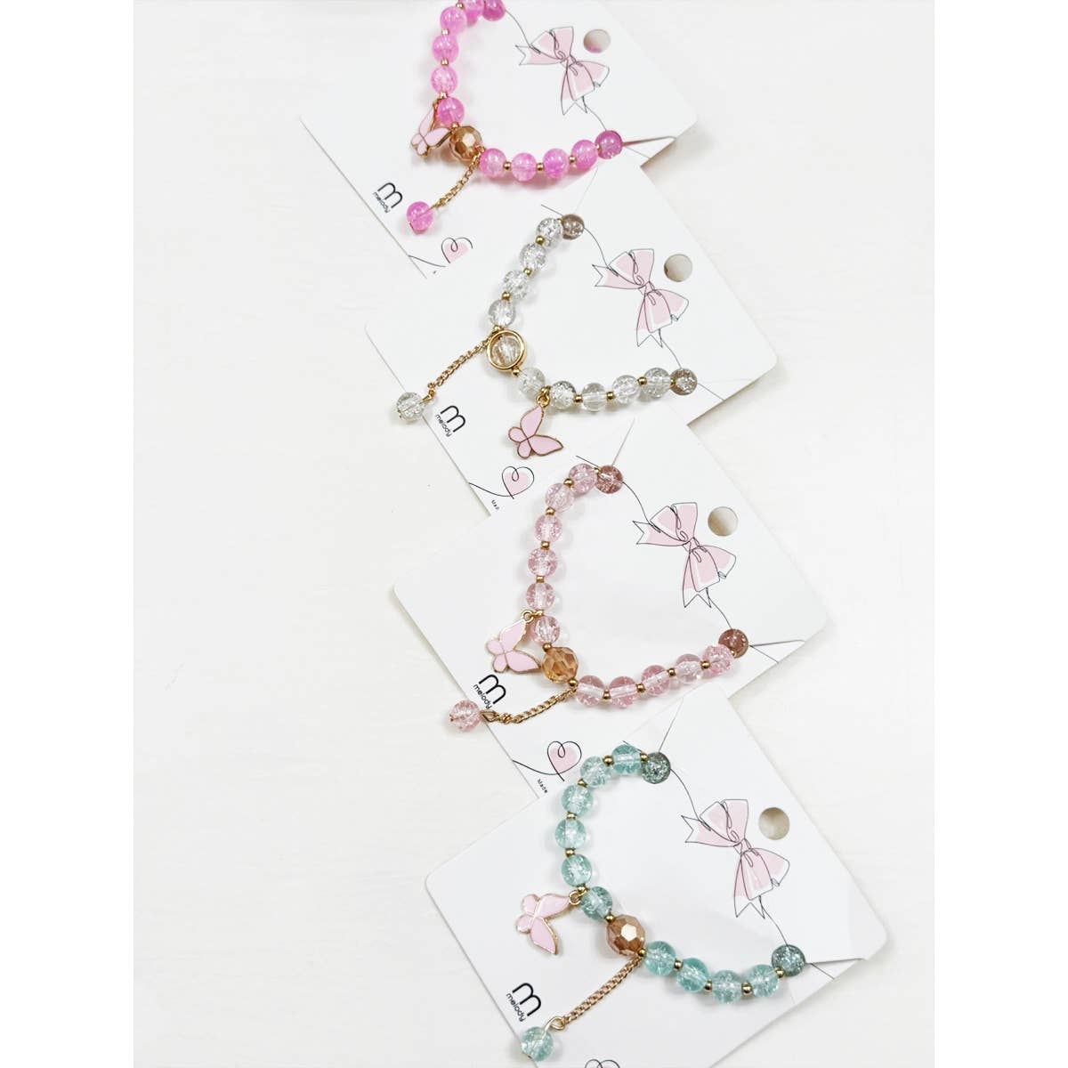 Butterfly Pendant Mix Bead Bracelet