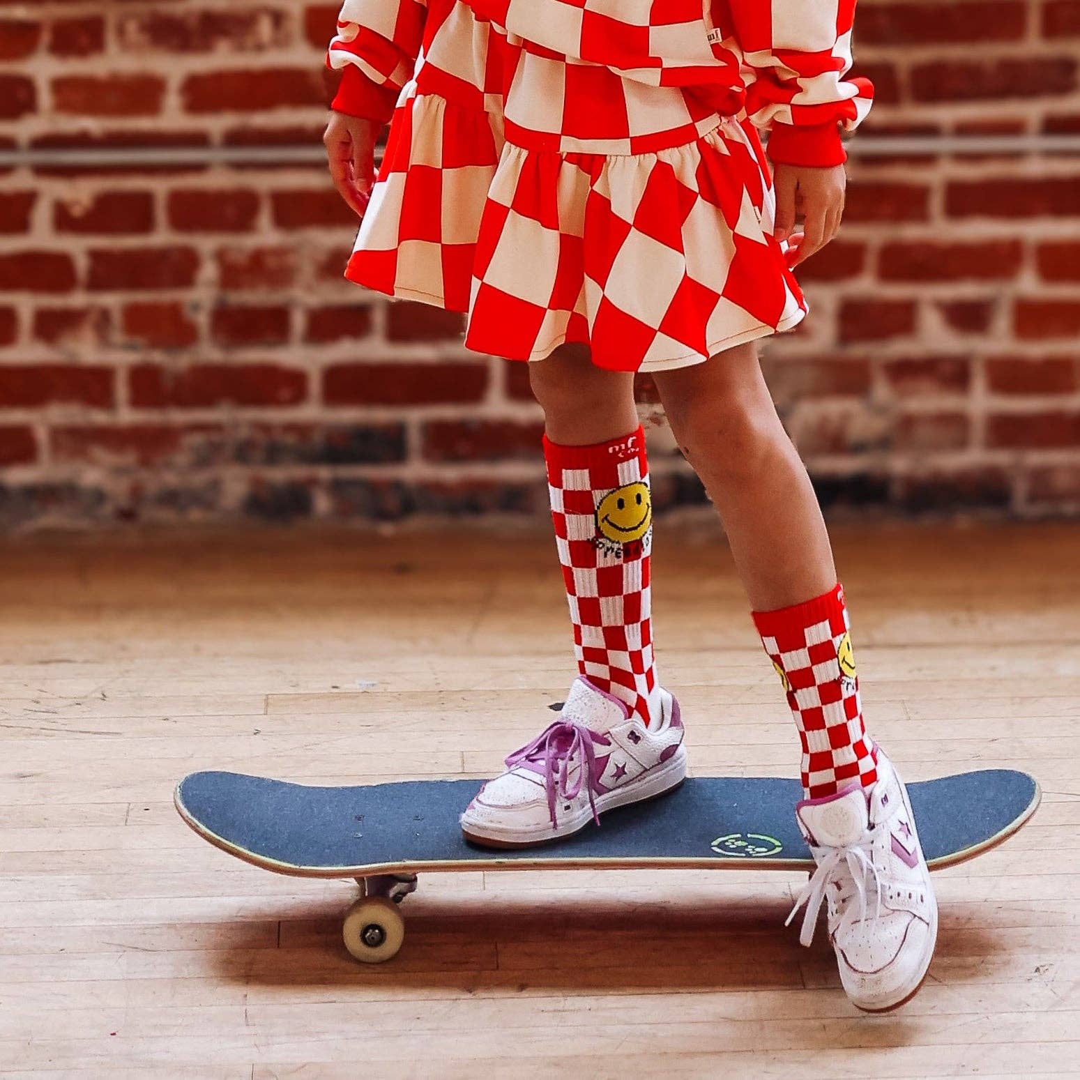 SMILE CHECKERED  | socks | retro tube