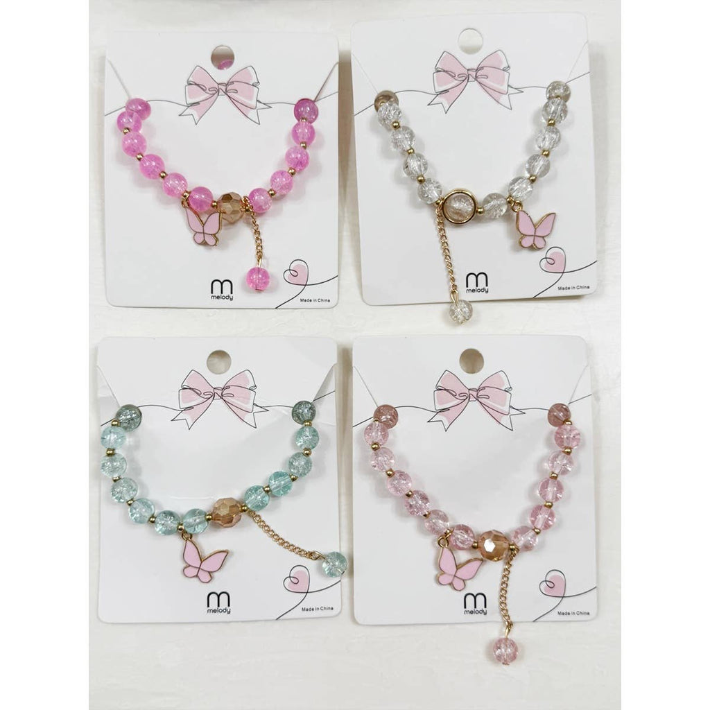 Butterfly Pendant Mix Bead Bracelet