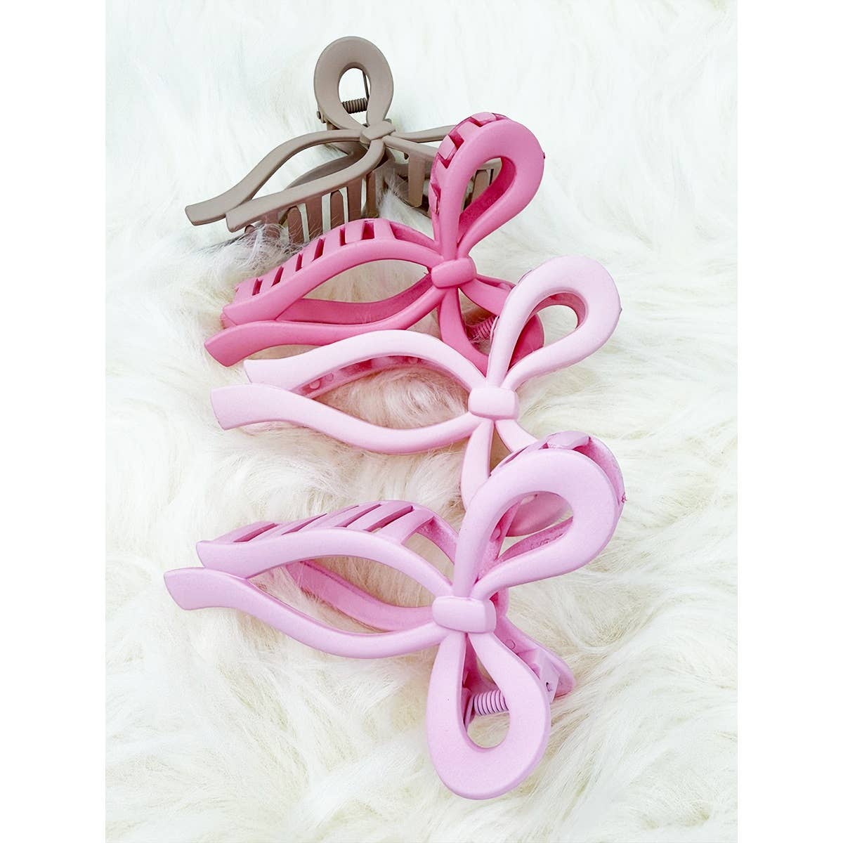 Assorted Pink and Taupe Shades of Bow Clip