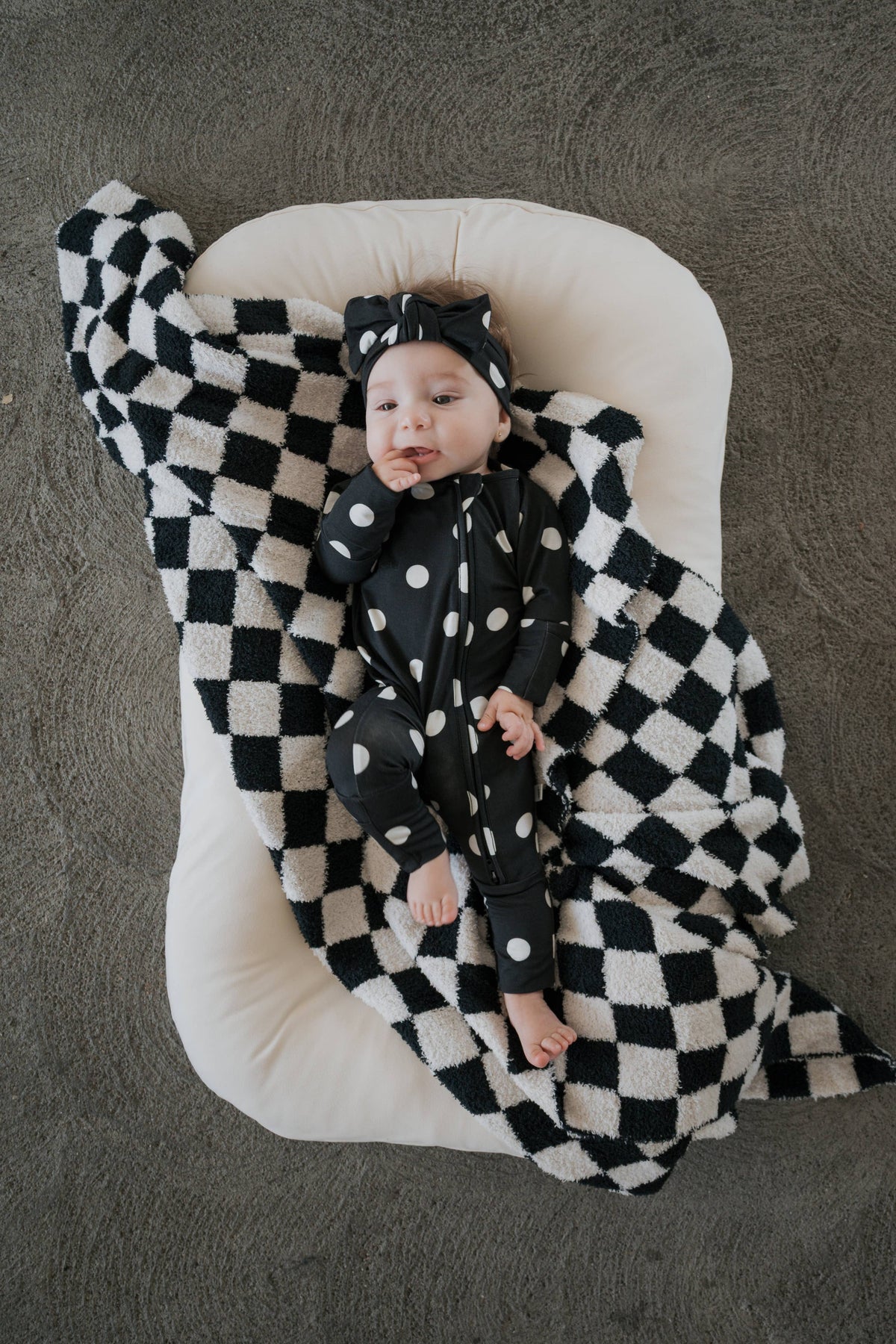 B&W Polka Dot Footie Pajamas