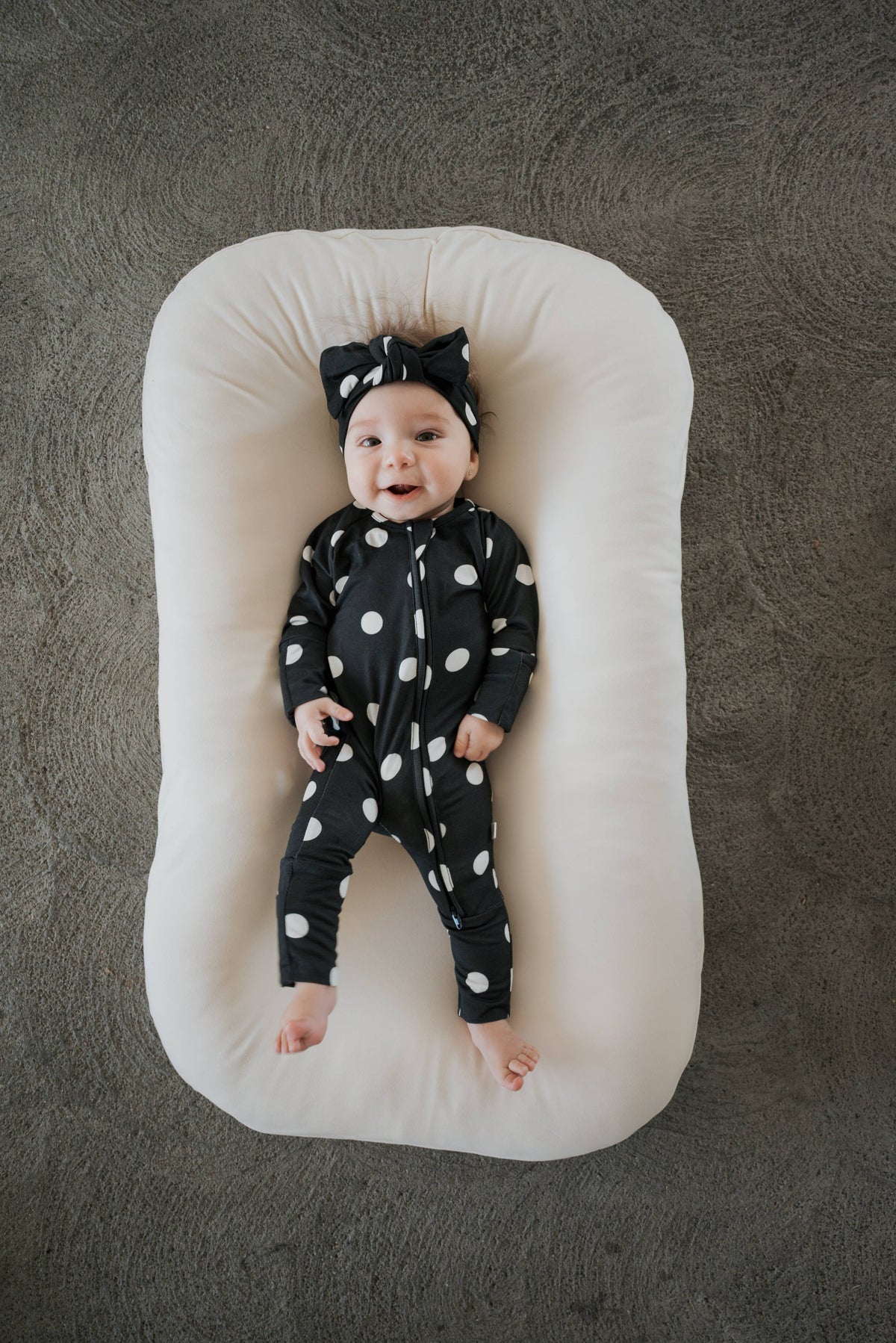B&W Polka Dot Footie Pajamas