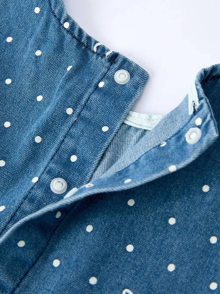 Bow & Dot Denim Ruffle Set