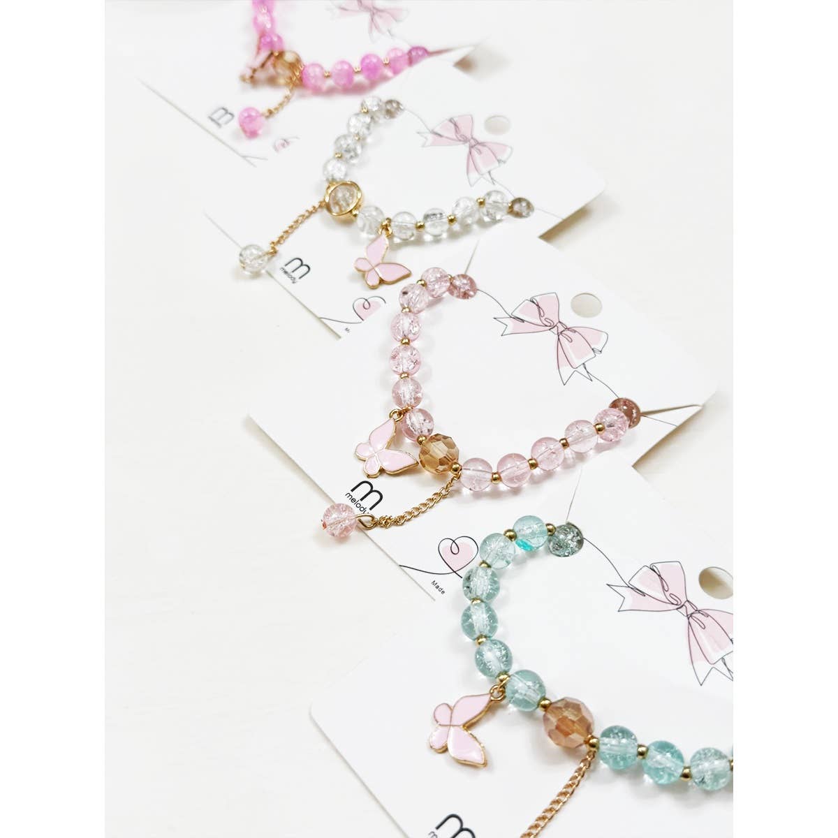 Butterfly Pendant Mix Bead Bracelet