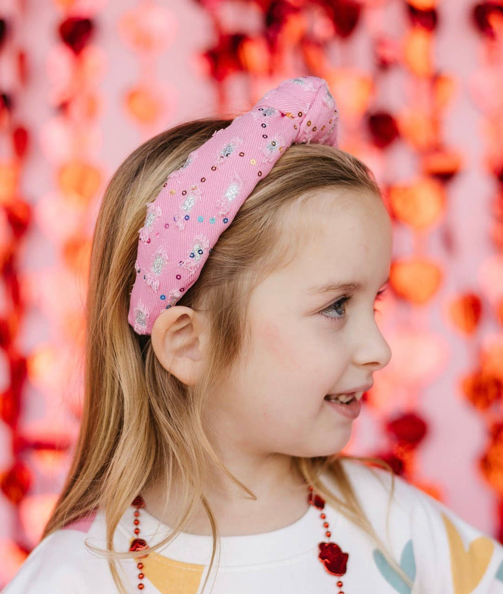 Pink Denim Headband